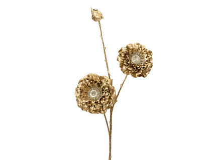 Floristry Stem - Red/Burgundy/Gold Zinna Glitter Spray