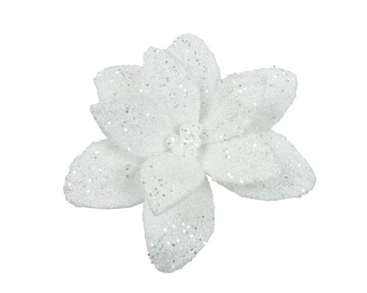 Christmas Floristry Pick - Pink/White/Sage Green Faux Fur Poinsettia