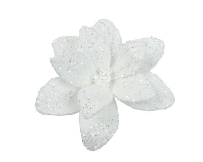 Christmas Floristry Pick - Pink/White/Sage Green Faux Fur Poinsettia