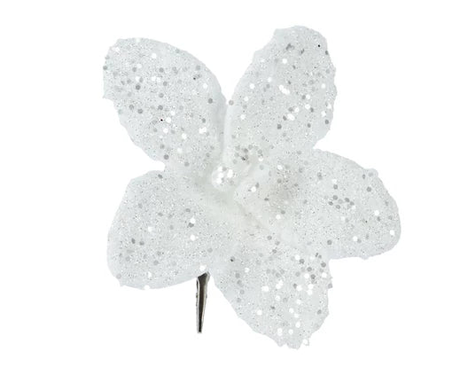 Christmas Floristry Pick - Pink/White/Sage Green Faux Fur Poinsettia