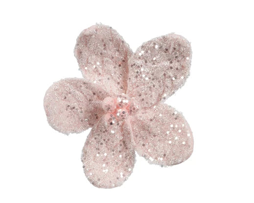 Christmas Floristry Pick - Pink/White/Sage Green Faux Fur Poinsettia