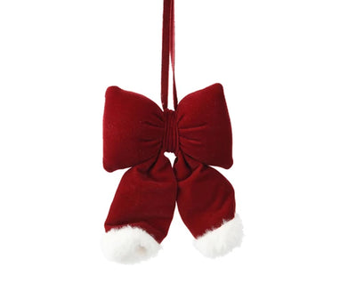 Christmas Bow - Burgandy with Faux Fur Trim