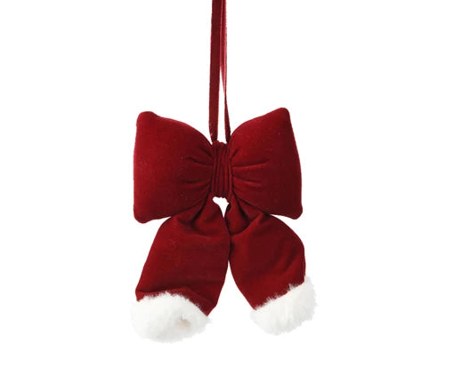 Christmas Bow - Burgandy with Faux Fur Trim