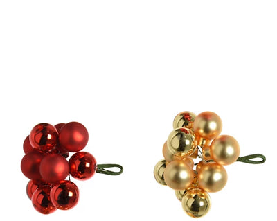 Christmas Baubles on Wire - Red/Gold