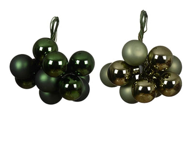 Christmas Baubles on Wire - Sage Green/Bottle Green