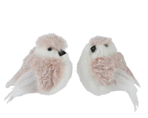 Christmas Tree Hanging Decoration - Bird Pink Faux Fur