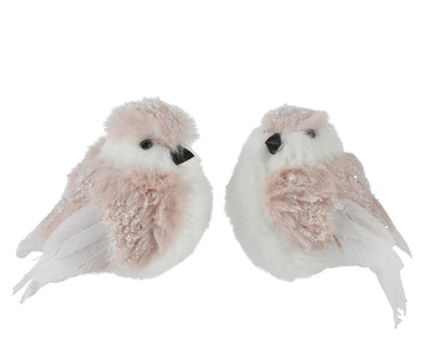 Christmas Tree Hanging Decoration - Bird Pink Faux Fur