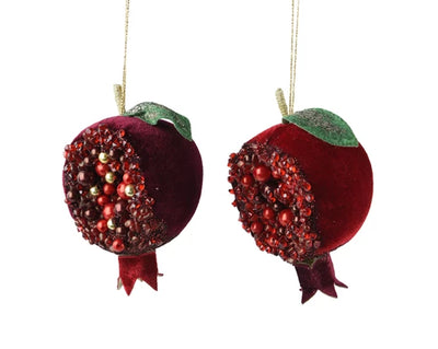 Christmas Tree Hanging Decoration - Velvet Vintage Pomegranante