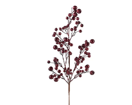 Christmas Floristry Stem - Maroon Berry Spray