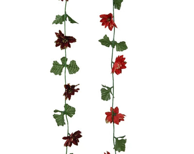 Christmas Garland - Red/Burgandy Poinsettia