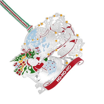 Newbridge Silverware Christmas Collection 2023 Hanging Decoration - Santa in Sleigh Ho-Ho-Ho