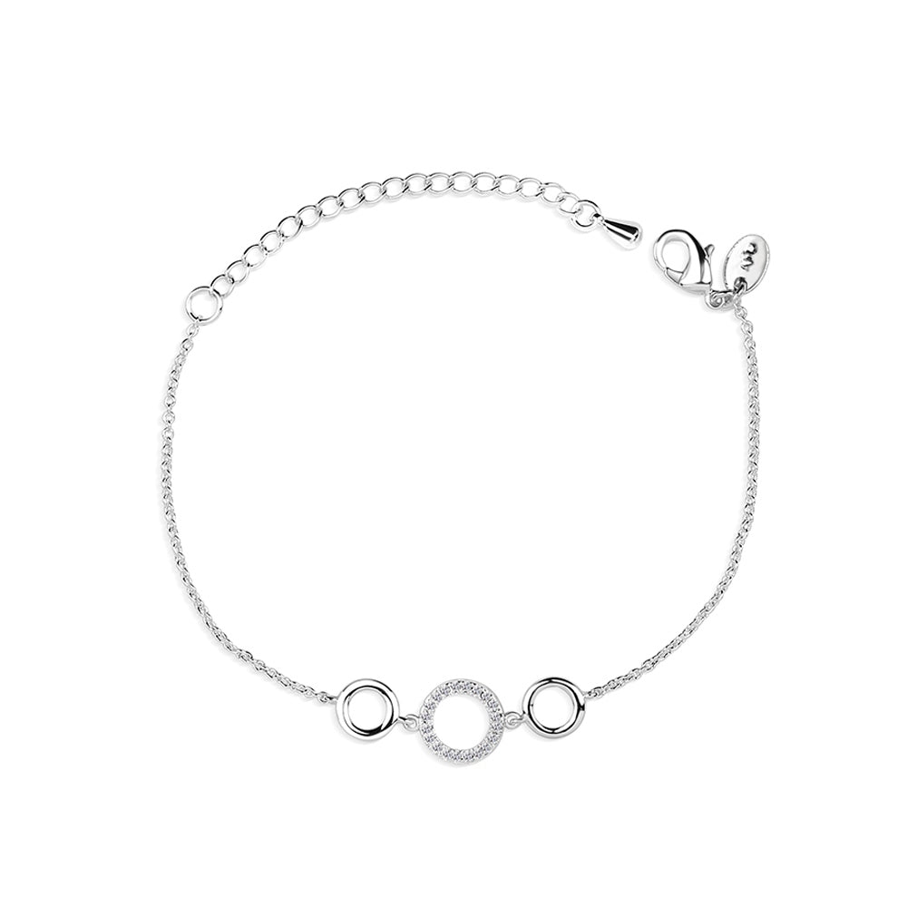 Newbridge Silverware Bracelet - Triple Circular with Clear Stones