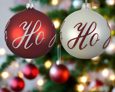 Glass Christmas Tree Hanging Decoration - Ho Ho Bauble **CLICK & COLLECT ONLY**