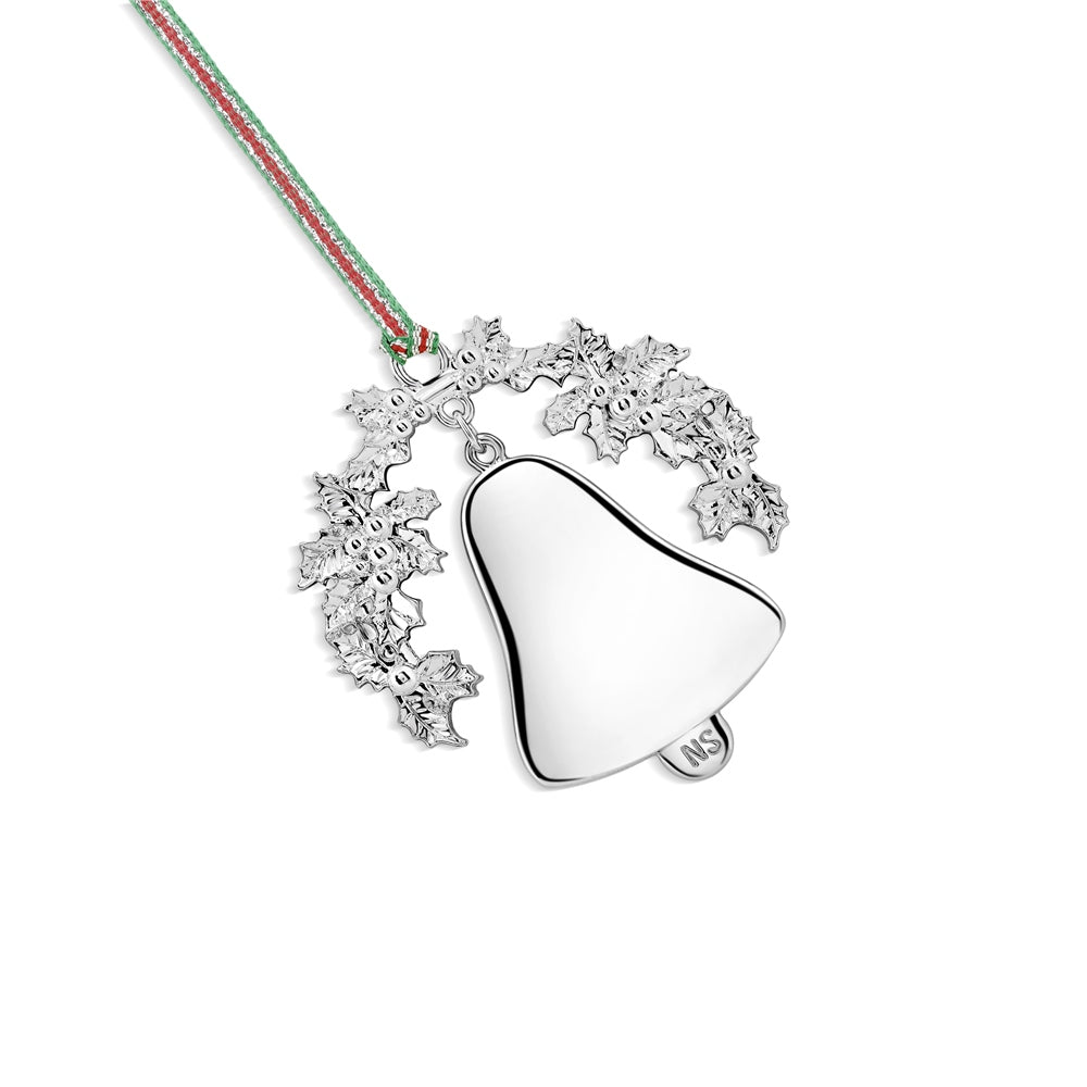 Newbridge Silverware Christmas Collection 2023 Hanging Decoration - Bell with Holly Tree Decoration