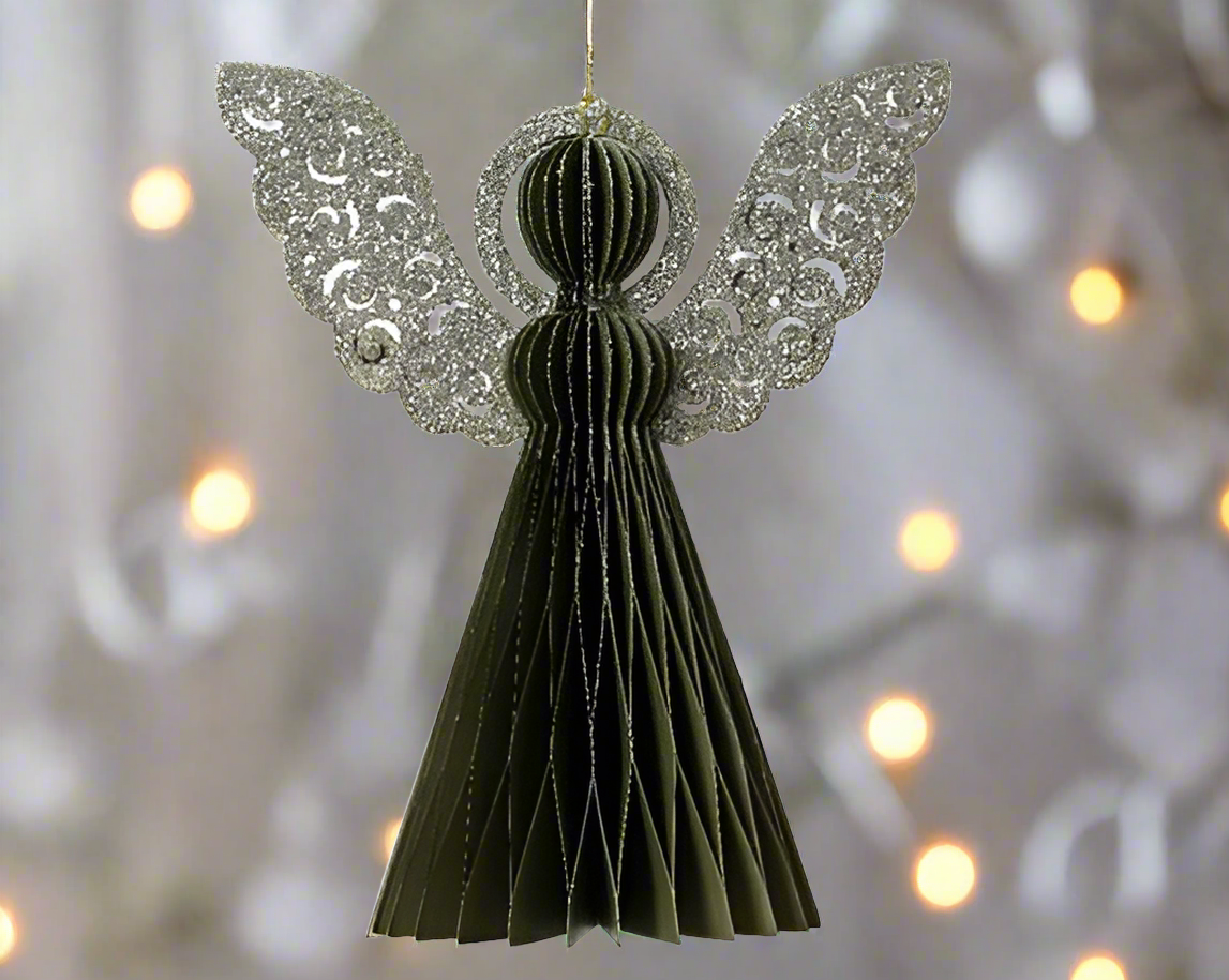 Paper Angel Figure with Champagne Wings