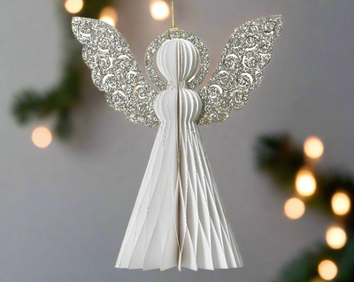 Paper Angel Figure with Champagne Wings