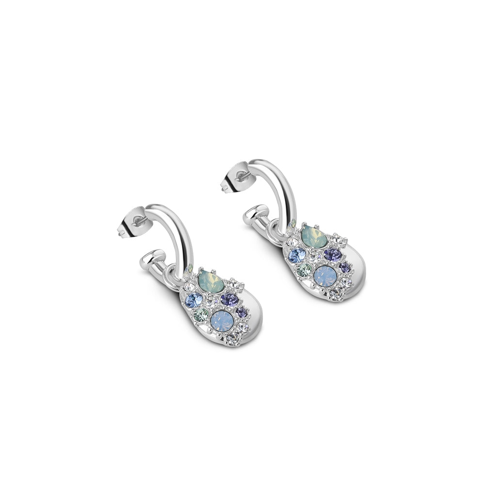 Newbridge Silverware Earrings - Drops with Blue and Clear Stones