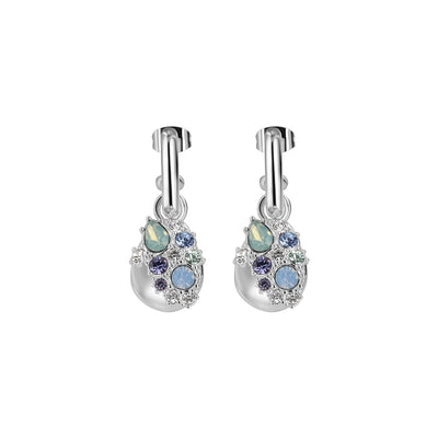 Newbridge Silverware Earrings - Drops with Blue and Clear Stones