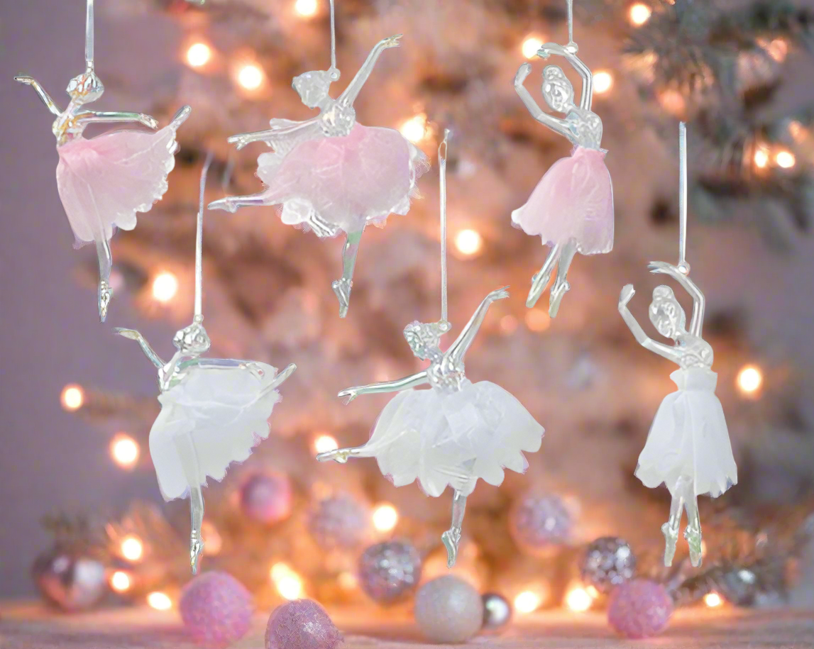 Iridescent White/ Pink Ballerina Figurines Decoration