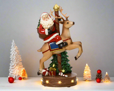 Santa & Reindeer LED Figurine