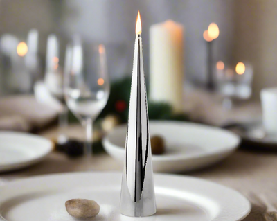 Silver LED Wick Dinner Candle