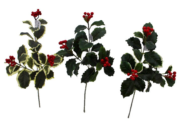 Christmas Floristry Stem - Variated Holly & Berry Spray
