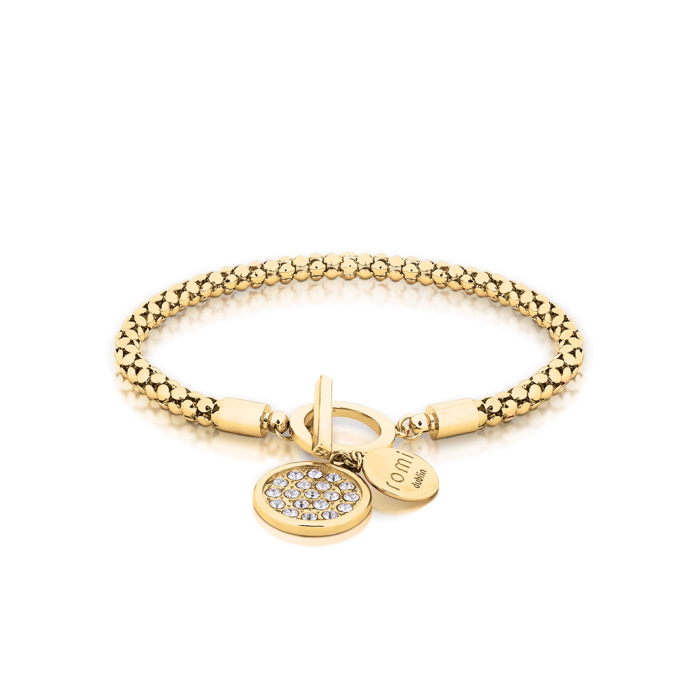 Romi Bracelet - Popcorn Chain with Pavé Charm  - Rose Gold Plated/Silver/Gold
