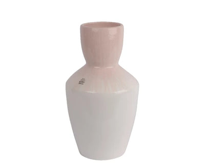 Glazed Terracotta Vase- Pink/Yellow