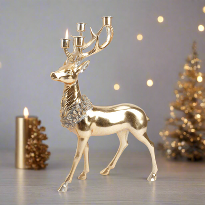 Christmas Candle Holder - Secret Christmas Gold Reindeer Collection
