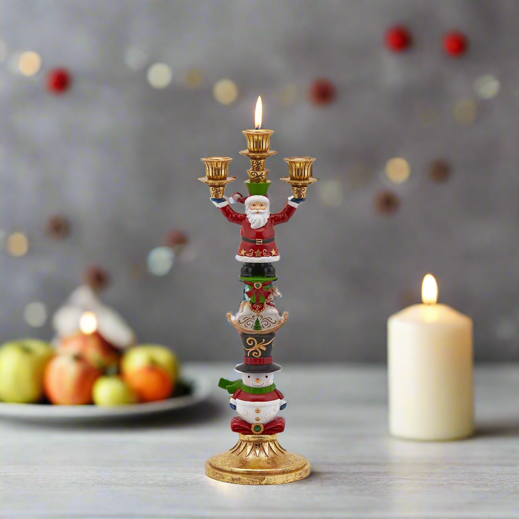 Santa & Snowman Candle Holder