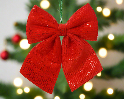 Christmas Bow - Red/ Dark Red Sequin