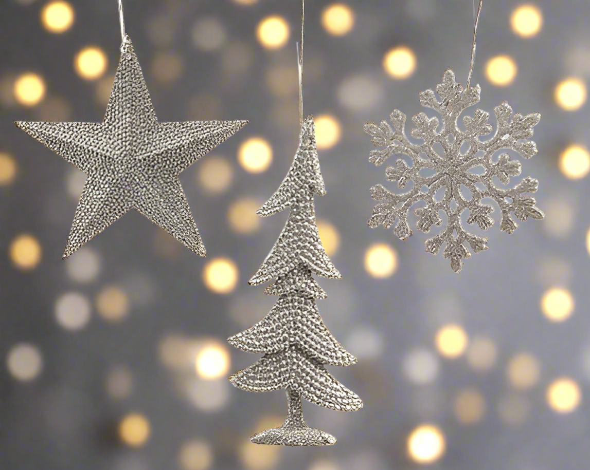 Champagne Glitter Star/Tree/Snowflake Decoration