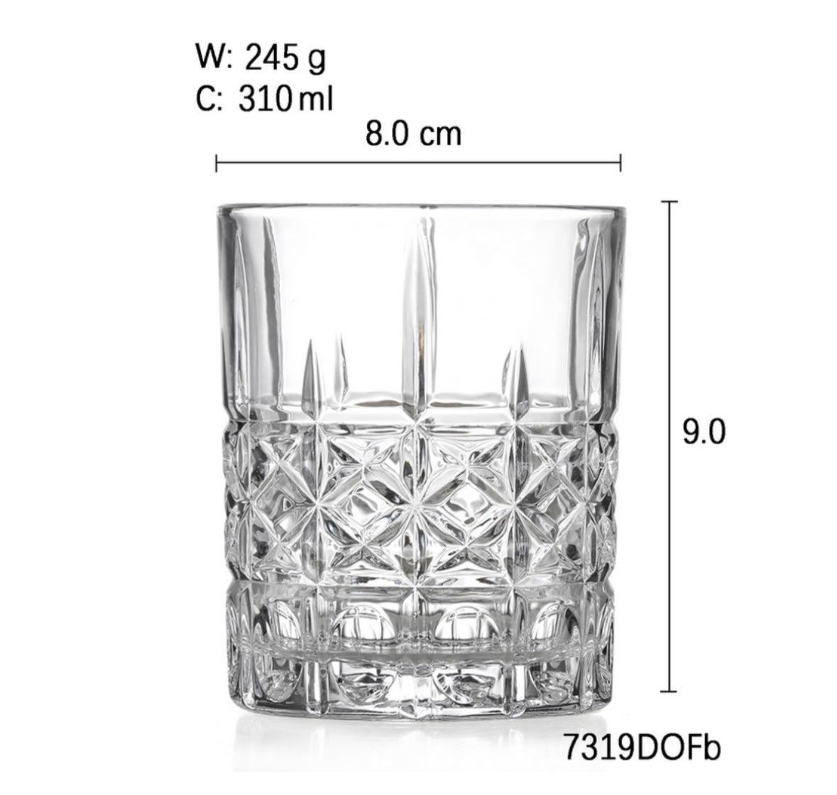 Killarney Crystal Rossmore Whiskey Glass - Set of 6 PQ6