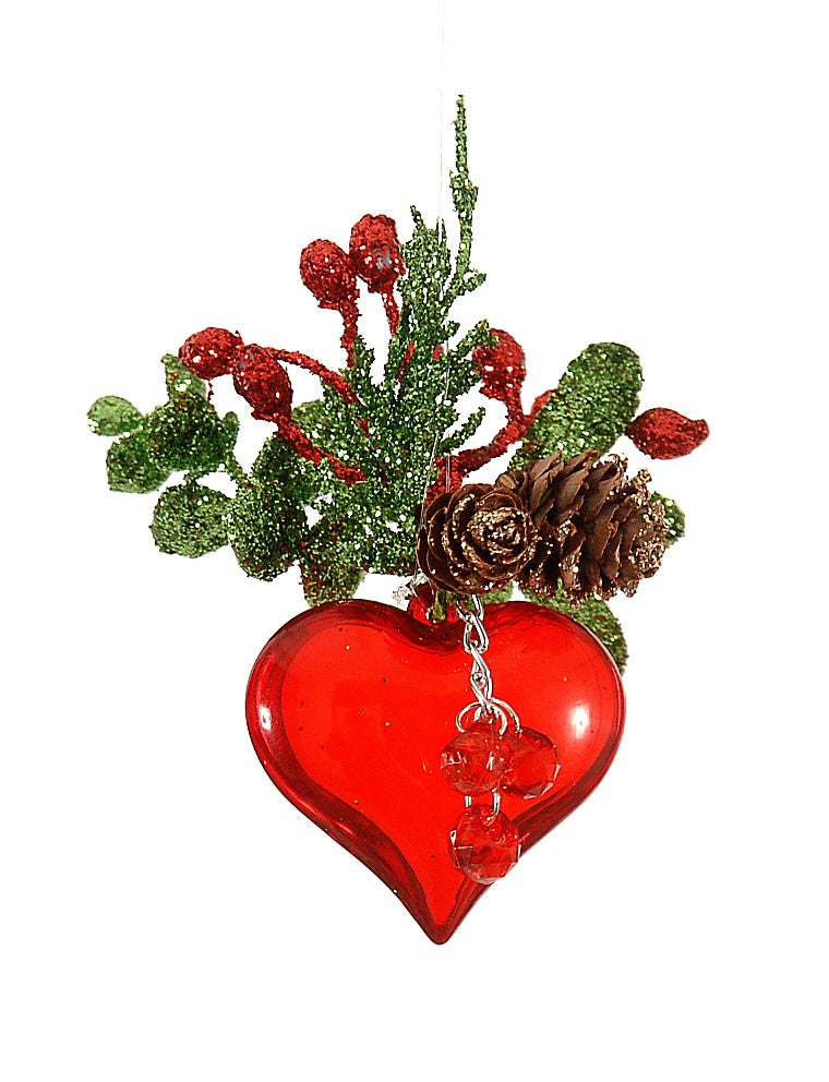 Red Glass Heart Christmas Decoration