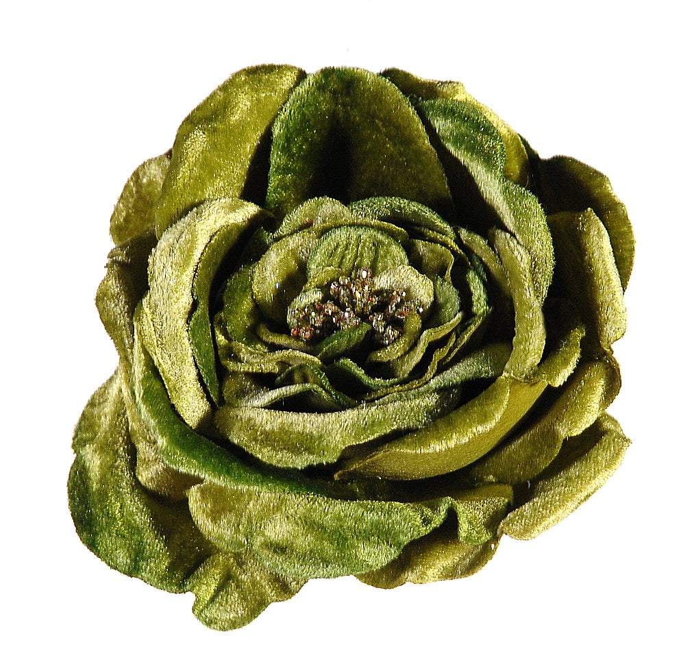 Green Rose Christmas Flower on Clip