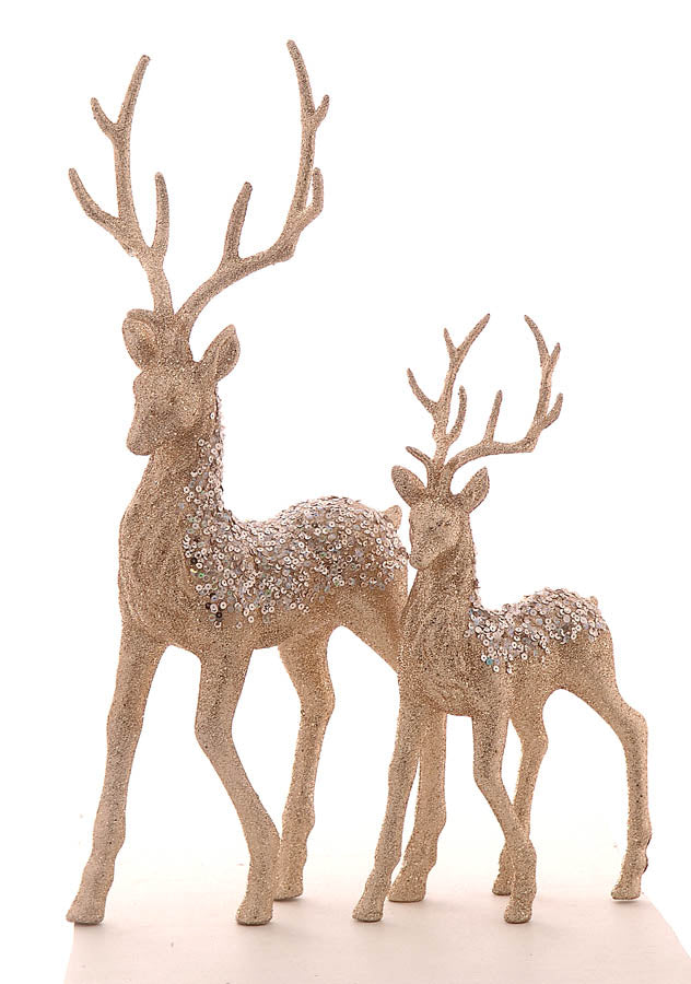 Christmas Ornament - Champagne Glitter Reindeer Decoration
