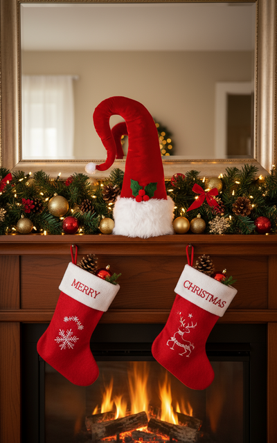 Christmas Floristry Stem - Santa Top Hat Collection