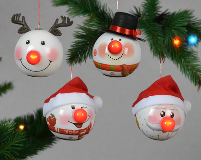 LED Christmas Bauble Decoration - Snowman/ Santa Claus/ Reindeer