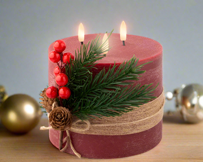 LED Battery Operated Candle Collection - Red/Green 3 Wick