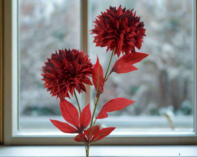Christmas Floristry Stem - Red/Purple Chrysanthemum