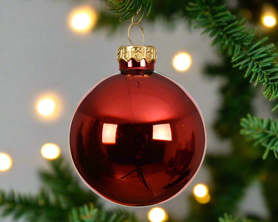 Glass Christmas Tree Hanging Decoration - Shiny Bauble Collection **Click & Collect Only**