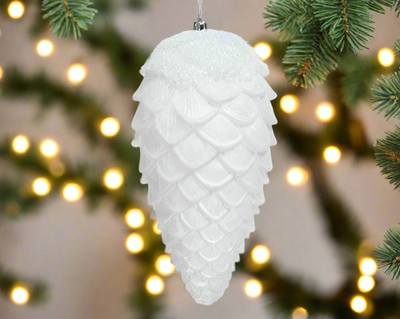 Christmas Tree Hanging Decoration - White Pinecone