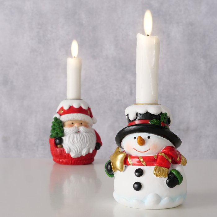 Christmas Candle Holder - Santa Claus/Snowman