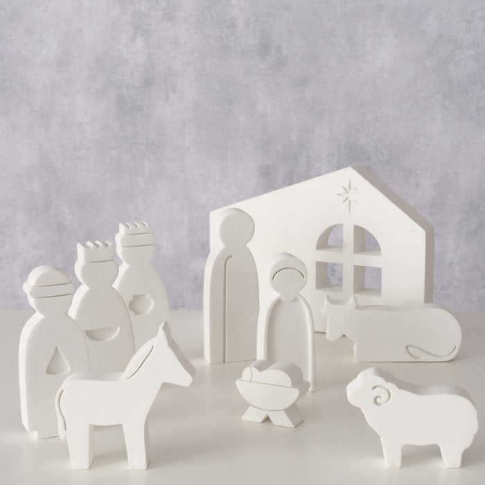 Christmas Nativity Set - Modern White