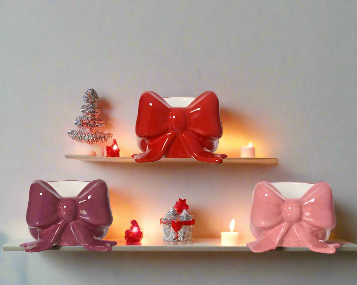 Christmas Tealight Holder - Pink/Red/Purple Bow