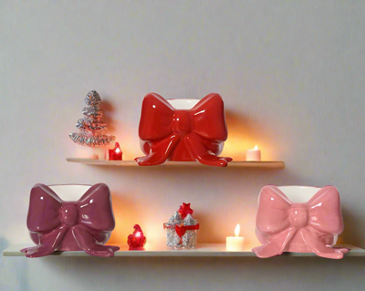 Christmas Tealight Holder - Pink/Red/Purple Bow