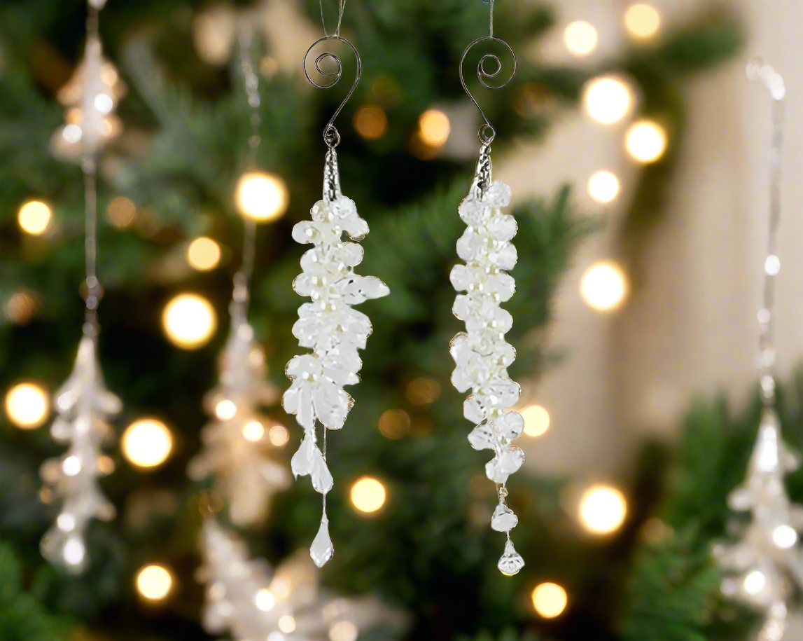 Christmas Tree Hanging Decoration - Clear Cluster Drops