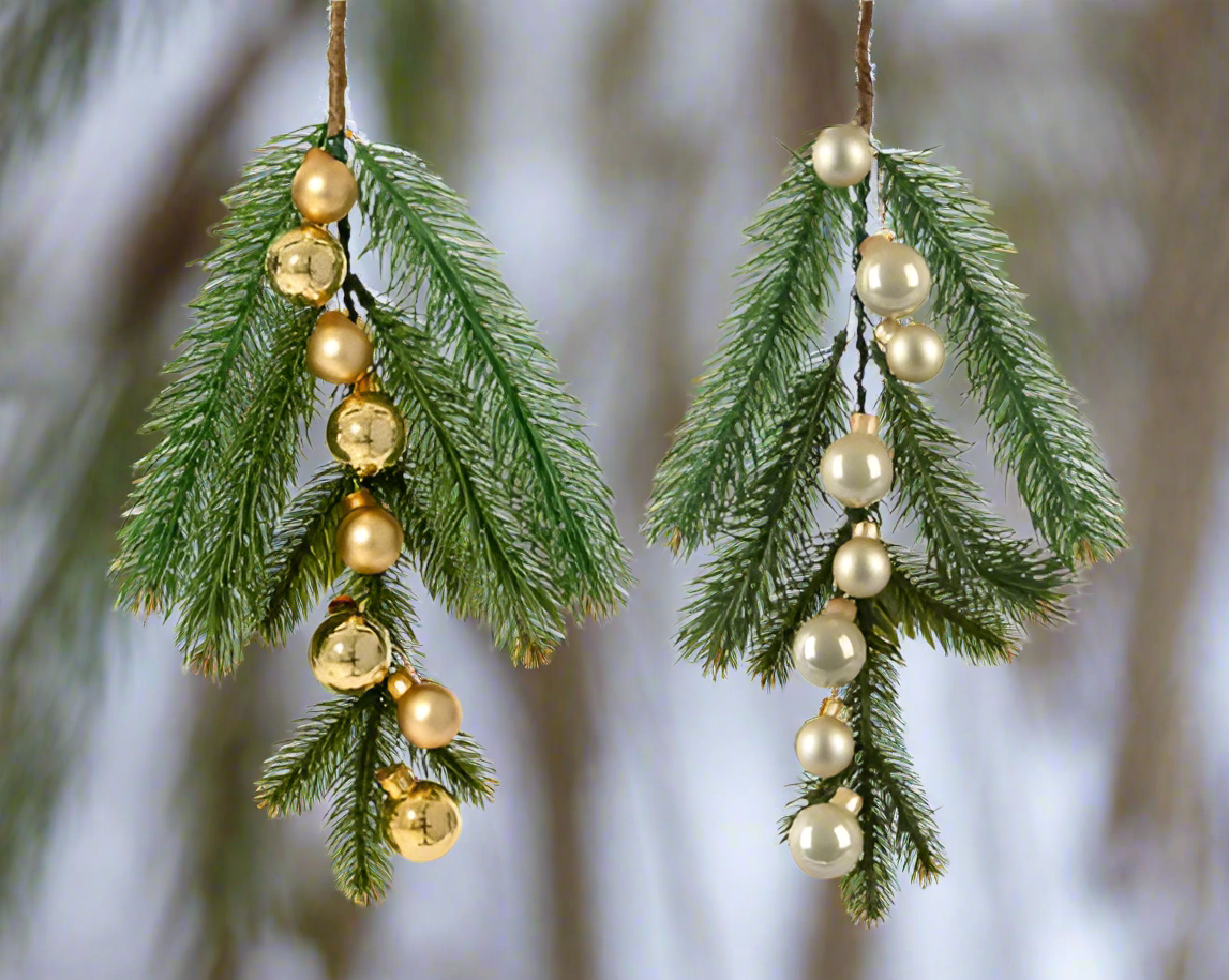 Christmas Floristry Pick - Pine with Glass Baubles