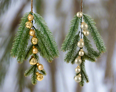Christmas Floristry Pick - Pine with Glass Baubles