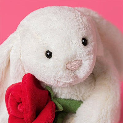 Jellycat Bashful Cream Bashful  Bunny with Rose